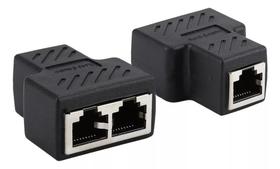 Duplicador Conector Extensor Rj45 1x2 Splitter Plug T Preto
