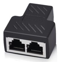 Duplicador Conector Extensor RJ45 Splitter Plug T Preto