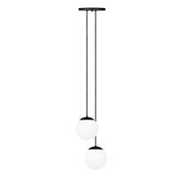 Duplo lustre pendente globo bola vidro led jabuticaba stuttgart preto fosco - branco quente