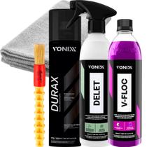 Durax 400ML Spray Pretinho Brilho Extremo Selante Delet 500ML Vfloc 500ML Vonixx Pincel Roma Pano Microfibra 40x40 JS