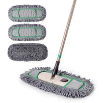 Dust Mop Eyliden Pro com 3 almofadas laváveis, alça telescópica cinza