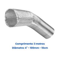 Duto Alumínio Flexível 4 Polegadas 3M Exaustão Residencial Duto Alumínio Flexível 4 Polegadas 3M Exaustão Residencial