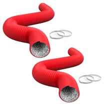 Duto flexível iPower de alumínio de 4 polegadas x 8 pés, pacote com 2 unidades vermelhas