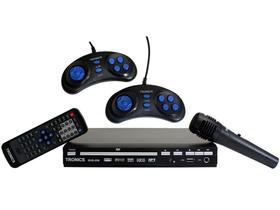 DVD Player TRC DVD 250 com Karaokê Conexão USB - Microfone Função Ripping 2 Games Pad + CD c/ Jogos