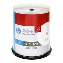 DVD-R 4,7 GB 16X branco imprimível a jato de tinta, pacote com 100 HP DVD-R 4,7 GB 16X branco imprimível a jato de tinta, pacote com 100 HP