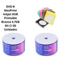 DVD-R MaxPrint Inkjet HUB Printable Branco 4.7GB Kit C/ 05 Unidades DVD-R MaxPrint Inkjet HUB Printable Branco 4.7GB Kit C/ 05 Unidades
