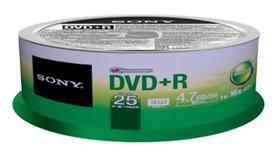 DVD+R Sony 25DPR47SP 16x 4,7GB Pacote com 25 Discos em Spindle