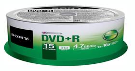 DVD+R Sony de 4,7 GB, 16x, pacote com 15 unidades