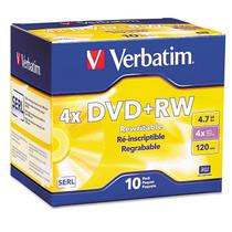 DVD+RW Verbatim de 4,7 GB, 4 discos regraváveis, pacote com 10