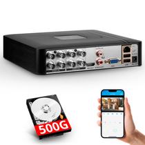 DVR de Segurança Fuers 8 Canais Híbrido 6 em 1 com HD de 500 GB