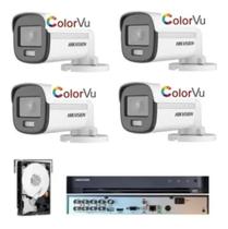 Dvr Hikvision 08 Canais + 04 Cameras Colorvu Full + Hd 1tera