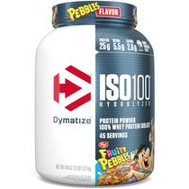 Dymatize ISO100 Proteína Hidrolisada em Pó, 100% Whey Isolado, 25g de Proteína, 5.5g BCAAs, Sem Glúten, Rápida Absorção, Fácil Digeribilidade, Seixos Frutados, 3 Pound