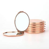 Dynippy Espelho Compacto Bulk Round Maquiagem Metal Pocket Mirror para Bolsas Espelho de Mão Portátil Double-Sided com 2 x 1x Ampliação (5 Pack Rose Gold)