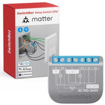 É necessário interruptor de retransmissão inteligente SwitchBot às 14h, medição de energia, controle de luz duplo, repetidor Bluetooth integrado, interruptor Wi-Fi e Bluetooth compatível com Alexa/Apple Home/Google Home/Matter Hub, 2,4 GHz