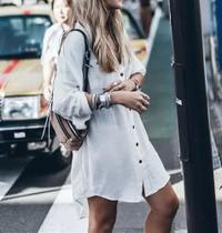 E04-E0205-Saída Praia Vestido Chemise Branca Plus Size Elegante E04-E0205-Saída Praia Vestido Chemise Branca Plus Size Elegante