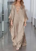 E0405-Saída Praia Cetim Longa Luxo Morcego Plus Size Elegante E0405-Saída Praia Cetim Longa Luxo Morcego Plus Size Elegante