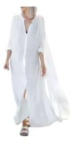 E0409 Vestido Saída Longa Chemise Viscose Solto Casual Plus Size E0409 Vestido Saída Longa Chemise Viscose Solto Casual Plus Size