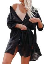 E0419 Camisa Blusa Vestido Camisão Saída Praia Plus Size