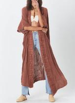 E0437 Blusa Feminina Kimono Saída Praia Bordada Plus Size Indiano