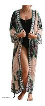 E0445 Kimono Quimono Luxo Longo Estampado Leve Solto Verão 4o1710 E0445 Kimono Quimono Luxo Longo Estampado Leve Solto Verão 4o1710