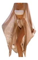 E0501-Saída Praia Longa Kimono Tule Amarração Plus Size E0501-Saída Praia Longa Kimono Tule Amarração Plus Size
