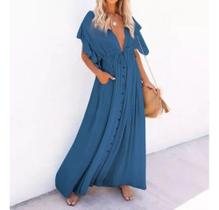 E0503-Saída Praia Longo Plus Size Vestido Babado