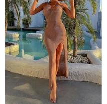 E0802-Vestido Festa Balada Sexy Luxo Transparente Praia Jl774