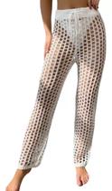 E0803-Calça Pantalona Sexy Tricô Crochê Saída Praia Amarra M41 E0803-Calça Pantalona Sexy Tricô Crochê Saída Praia Amarra M41