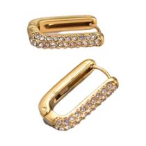 E175 Europeu e Americano luz luxo moda 18k ouro quadrado zircão brincos de aço titânio