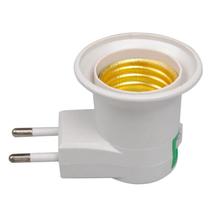 E27 UE Plug Base De Lâmpada Adaptador De Soquete 250V 6A Luz Noturna Branca Com Interruptor De