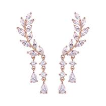 Ear Cuffs Climber Brincos Chicinside CZ Crystal Leaves Ear Cuffs Climber Brincos Chicinside CZ Crystal Leaves
