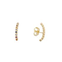 Ear Hook com Zircônias Cristal e Coloridas Banhado a Ouro 18k Ear Hook com Zircônias Cristal e Coloridas Banhado a Ouro 18k