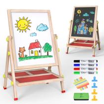 Easel Joyooss para crianças, lousa e quadro branco vermelhos de 4 a 8 anos