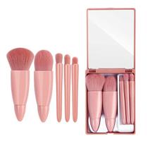 Easy-taken Travel Makeup Brush Set, COSHINE 5pcs Mini Kit de Pincéis Cosméticos de Função Completa (5pcs com espelho)