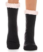 EBMORE Pantuflas con Calcetines de Mujer Peludos y Cálidos para Invierno en Negro