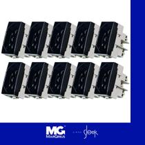 Ebony Modulo Tomada Alto Brilho 2p+t 20a Sleek Margirius Kit Com 10