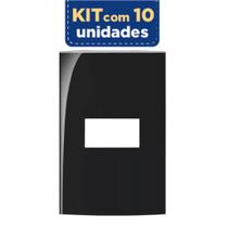 Ebony Placa Alto Brilho 2 x 4 - 1 Posto Horizontal Sleek Margirius Kit Com10
