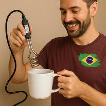 Ebulidor Elétrico Ferve Água Rápido 500W Mergulhão Alimentos Fazer Chá Café Utensílio Cozinha Portátil Prático Casa 127V