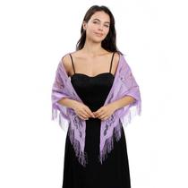 Echarpe de Renda Xale Franja Sofisticação e Elegância Luxo