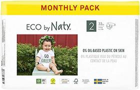 Eco por Fraldas de Bebê Naty - Fraldas Ecológicas baseadas em plantas, ótimas para pele sensível ao bebê e ajuda a prevenir vazamentos (Tamanho 2, Contagem de 132)