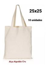 Ecobag 25x25 lisa kit com 10 sacolas bolsa de algodão cru