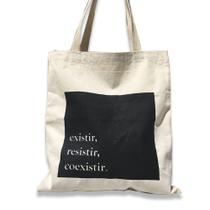 Ecobag Bolsa Feminina Existir Resistir Coexistir Moda Praia Algodão - Coé 021 Ecobag Bolsa Feminina Existir Resistir Coexistir Moda Praia Algodão - Coé 021