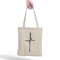 Ecobag Fé Bolsa de Praia Feminina Grande Tecido Costura Reforçada Drobravel de Algodão Cru Ecológica 30x40 Feira REC store