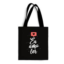 Ecobag Média livro book algodão sustentável cru ou preta kindle capa presente natal dia dos professores