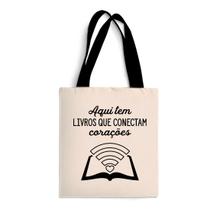 Ecobag Média livro book algodão sustentável cru ou preta kindle capa presente natal dia dos professores