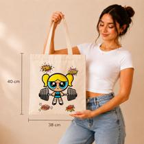 Ecobag Meninas Superpoderosas Lindinha Florzinha Docinho Bolsa 38x40 100% Algodão Cru Academia