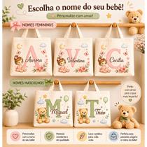Ecobag Personalizada Bebê com Nome e Inicial Presente Criativo Maternidade Menino Menina Ecobag Personalizada Bebê com Nome e Inicial Presente Criativo Maternidade Menino Menina