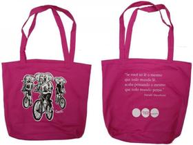 Ecobag vinil - martins fontes - elefantes de bicicleta - rosa