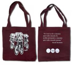 Ecobag vinil - martins fontes - elefantes de bicicleta - vinho