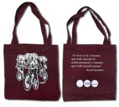 Ecobag vinil - martins fontes - elefantes de bicicleta - vinho